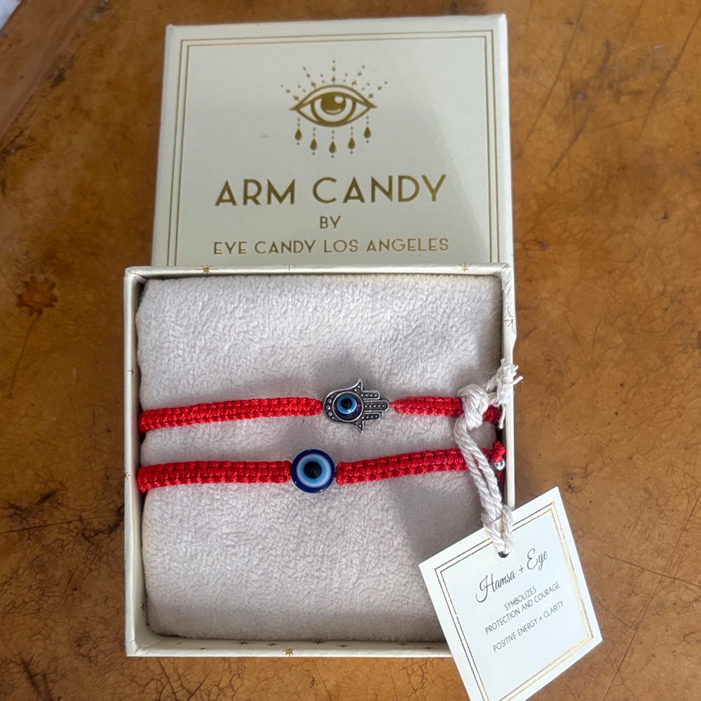 Eye Candy Red Bracelet Set with Silver Charm